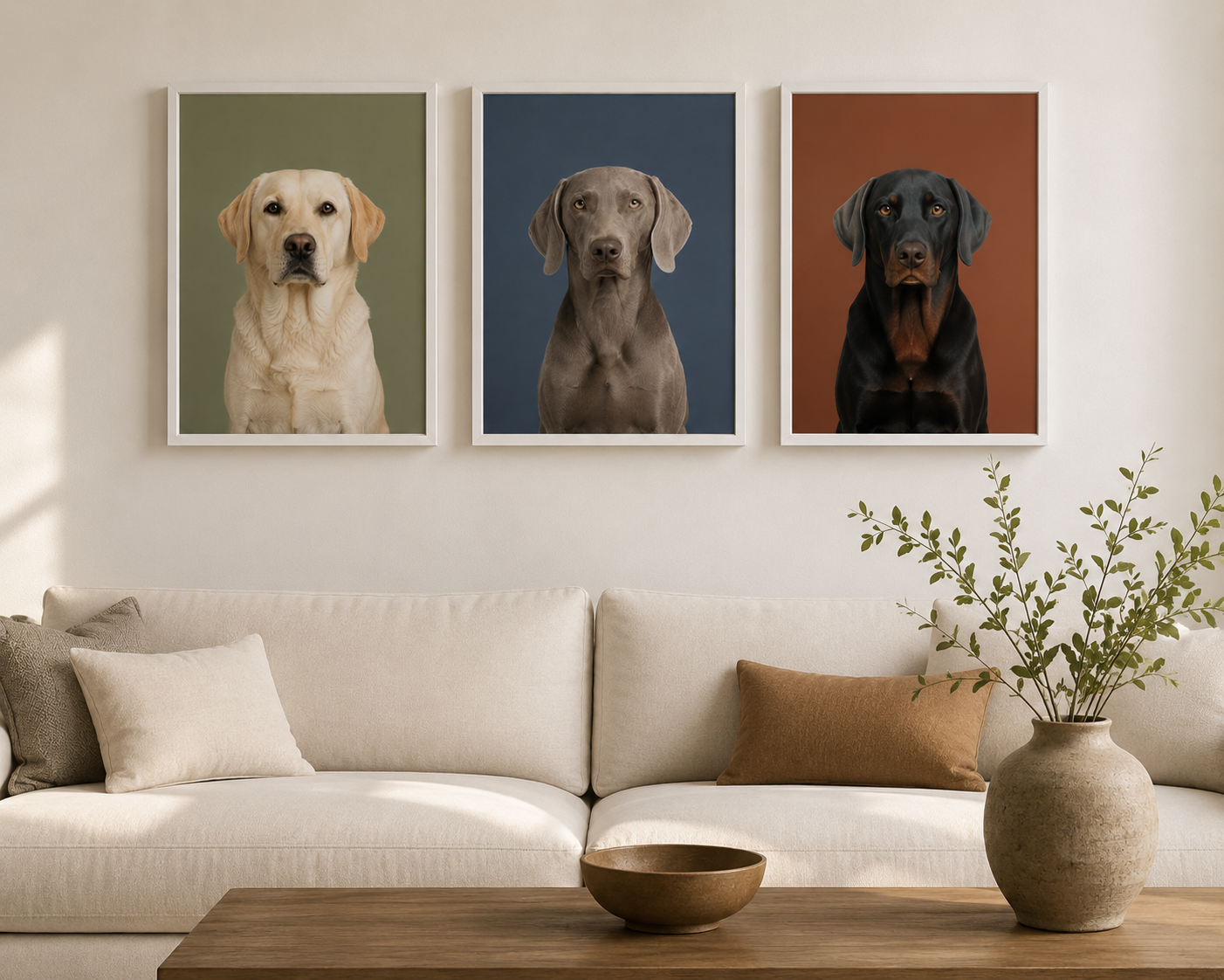 Custom Pet Portrait - Solid Color Framed Canvas Wall Art