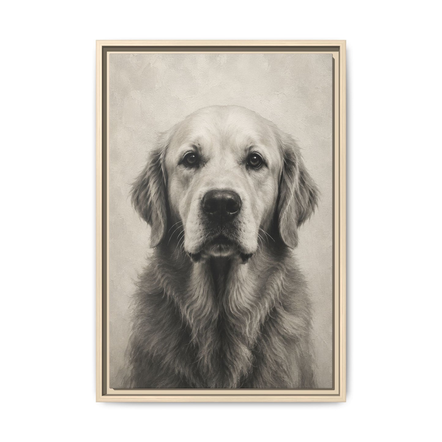 Framed Golden Retriever Matte Canvas Wall Art — Vintage Pet Portrait