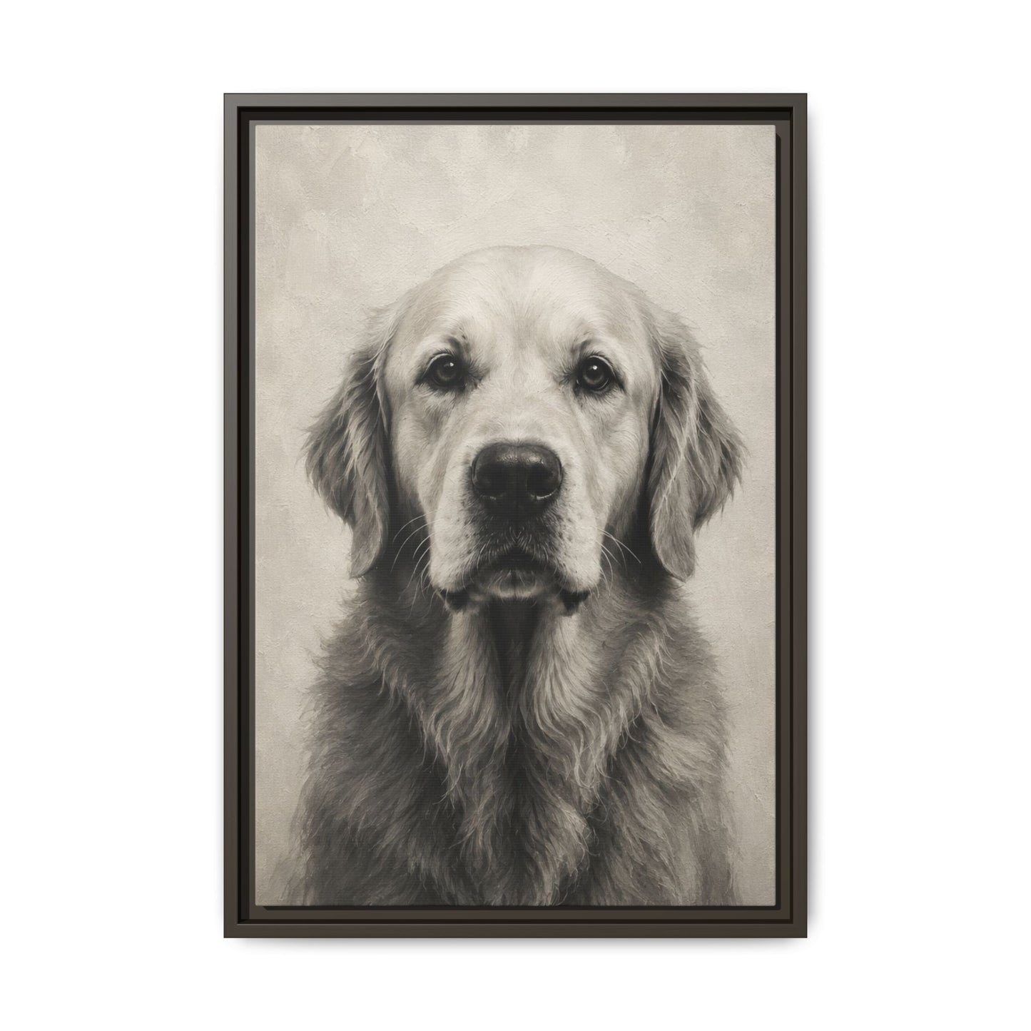 Framed Golden Retriever Matte Canvas Wall Art — Vintage Pet Portrait