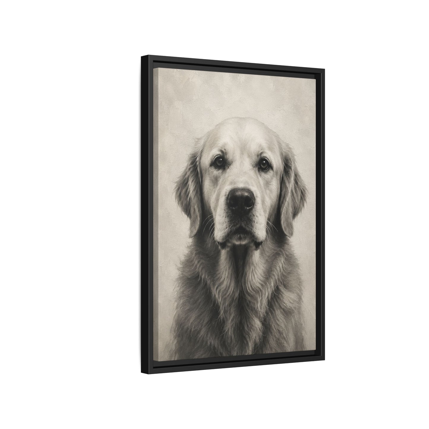 Framed Golden Retriever Matte Canvas Wall Art — Vintage Pet Portrait