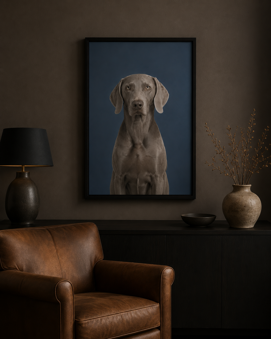 Custom Pet Portrait - Solid Color Framed Canvas Wall Art