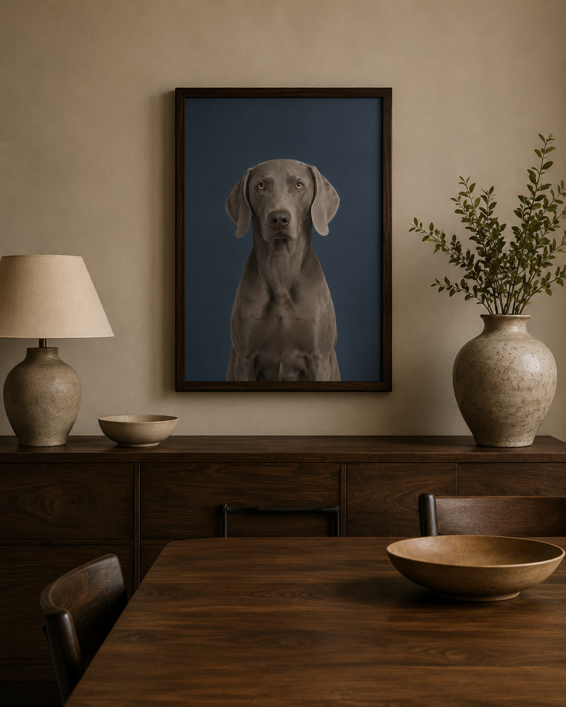 Custom Pet Portrait - Solid Color Framed Canvas Wall Art