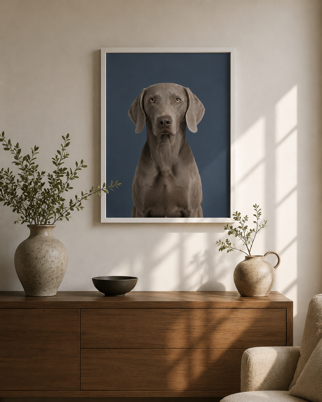 Custom Pet Portrait - Solid Color Framed Canvas Wall Art