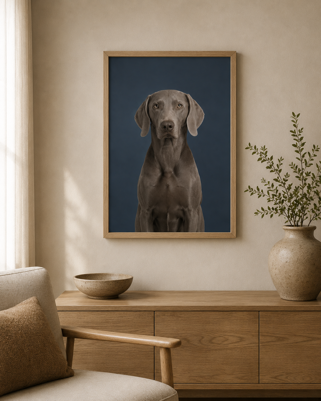 Custom Pet Portrait - Solid Color Framed Canvas Wall Art
