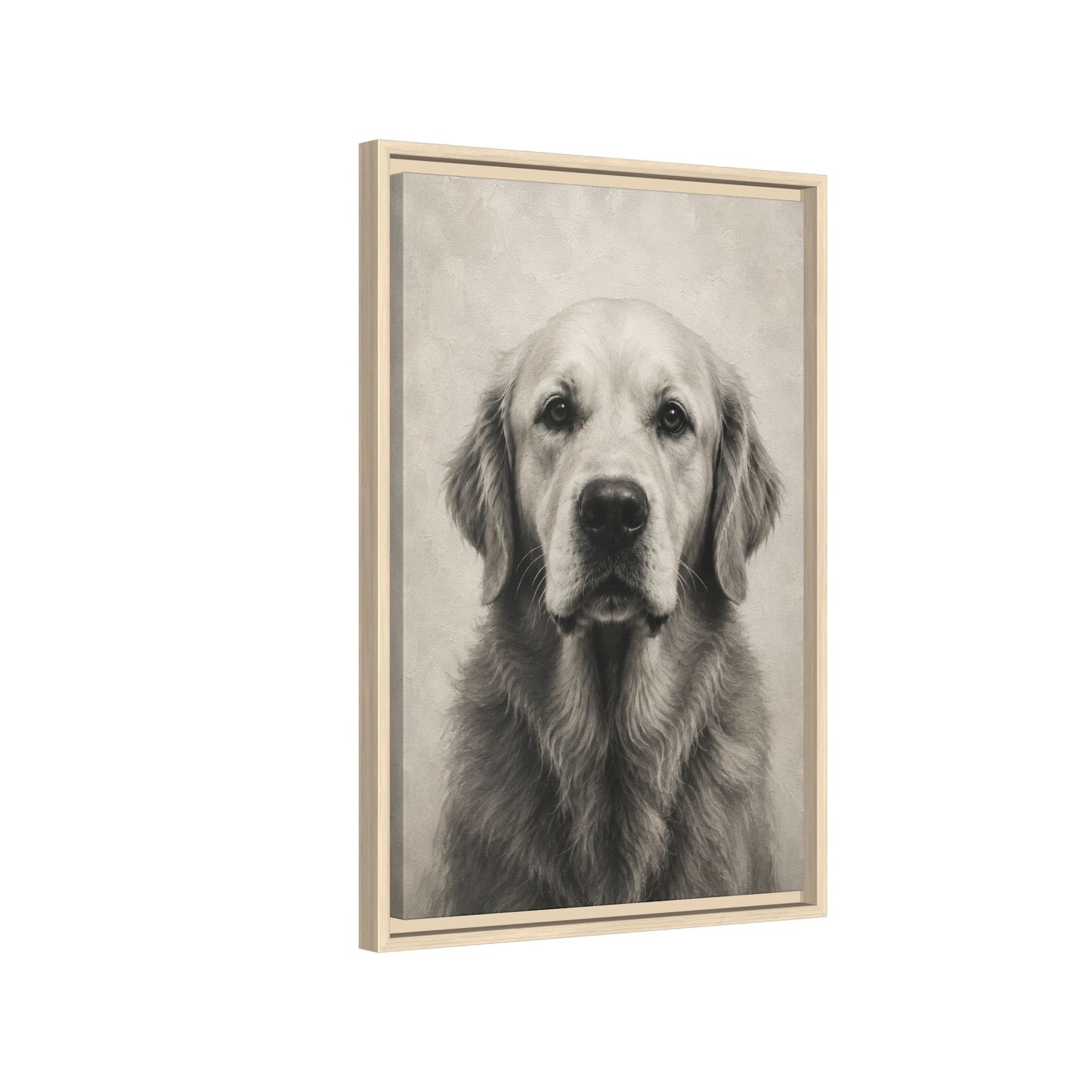 Framed Golden Retriever Matte Canvas Wall Art — Vintage Pet Portrait