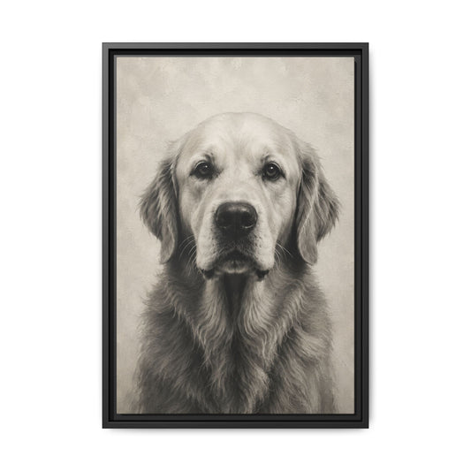 Framed Golden Retriever Matte Canvas Wall Art — Vintage Pet Portrait