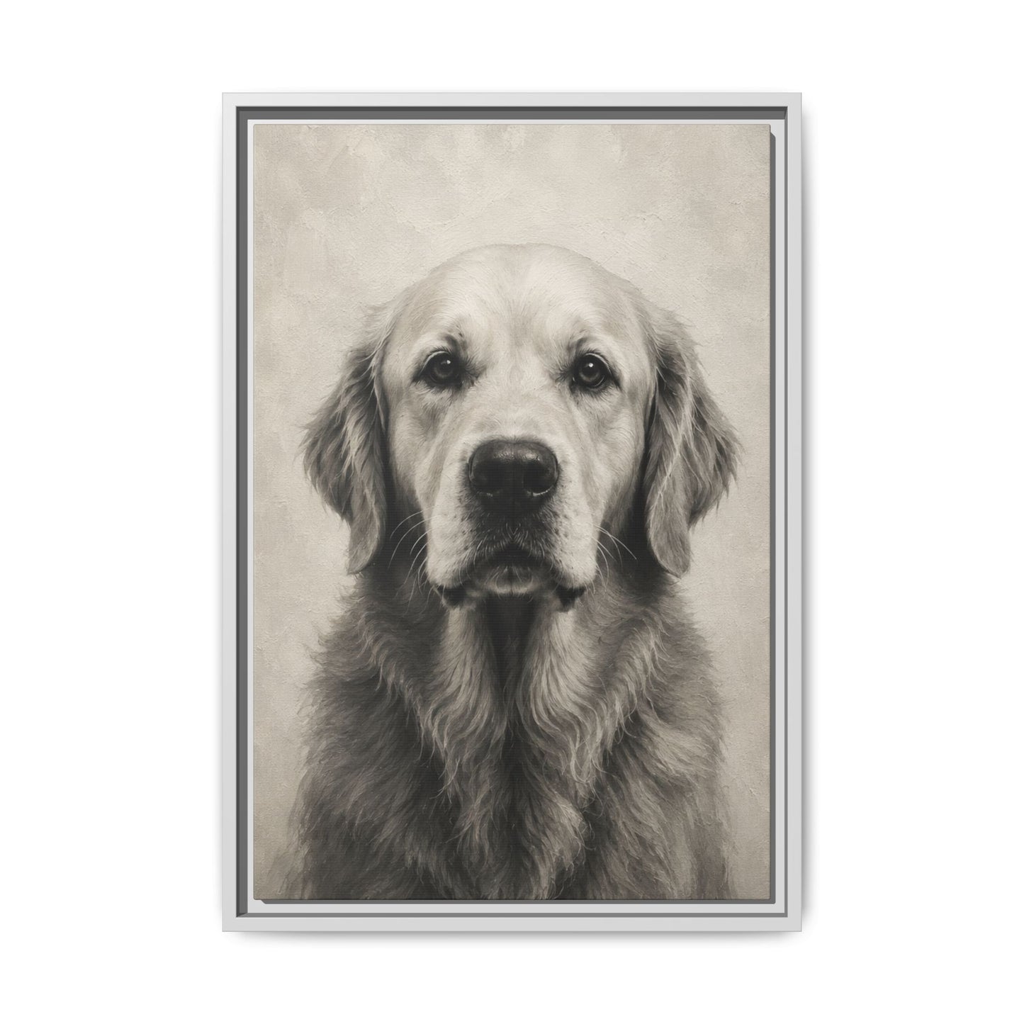 Framed Golden Retriever Matte Canvas Wall Art — Vintage Pet Portrait