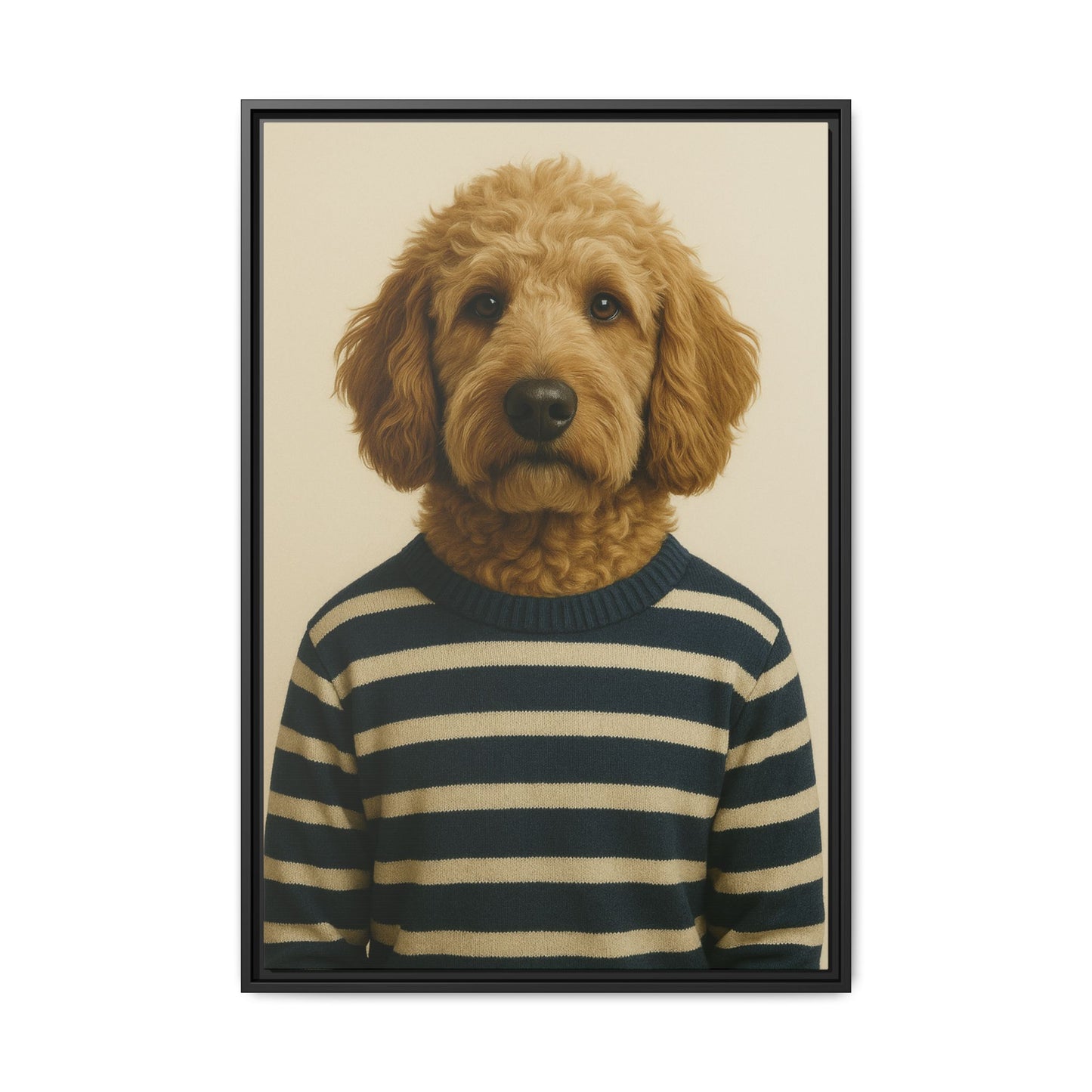 luxury coastal dog portrait from photo framed canvas