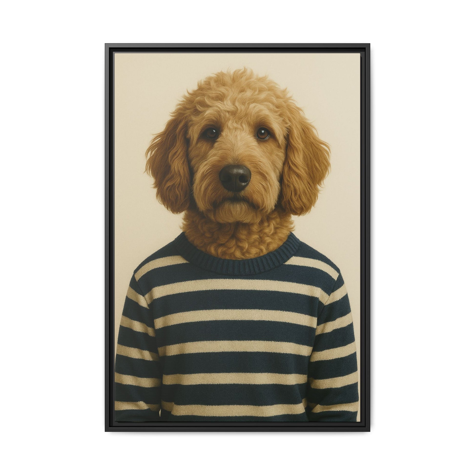 luxury coastal dog portrait from photo framed canvas